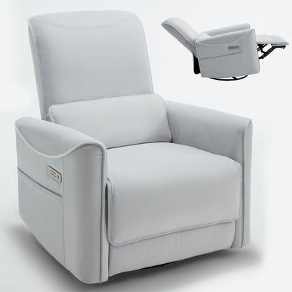 Spencer Swivel and Rocker Power Recliner Chair - White