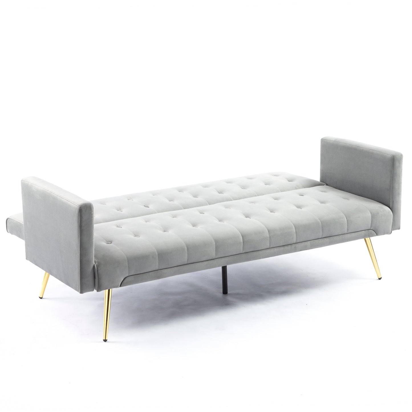 NX Convertible Velvet Sofa Bed with Metal Leg - Grey