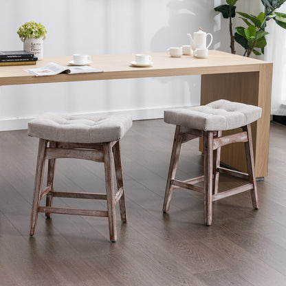 Farmhouse Counter Stools Height 25" -  Beige Set of 2