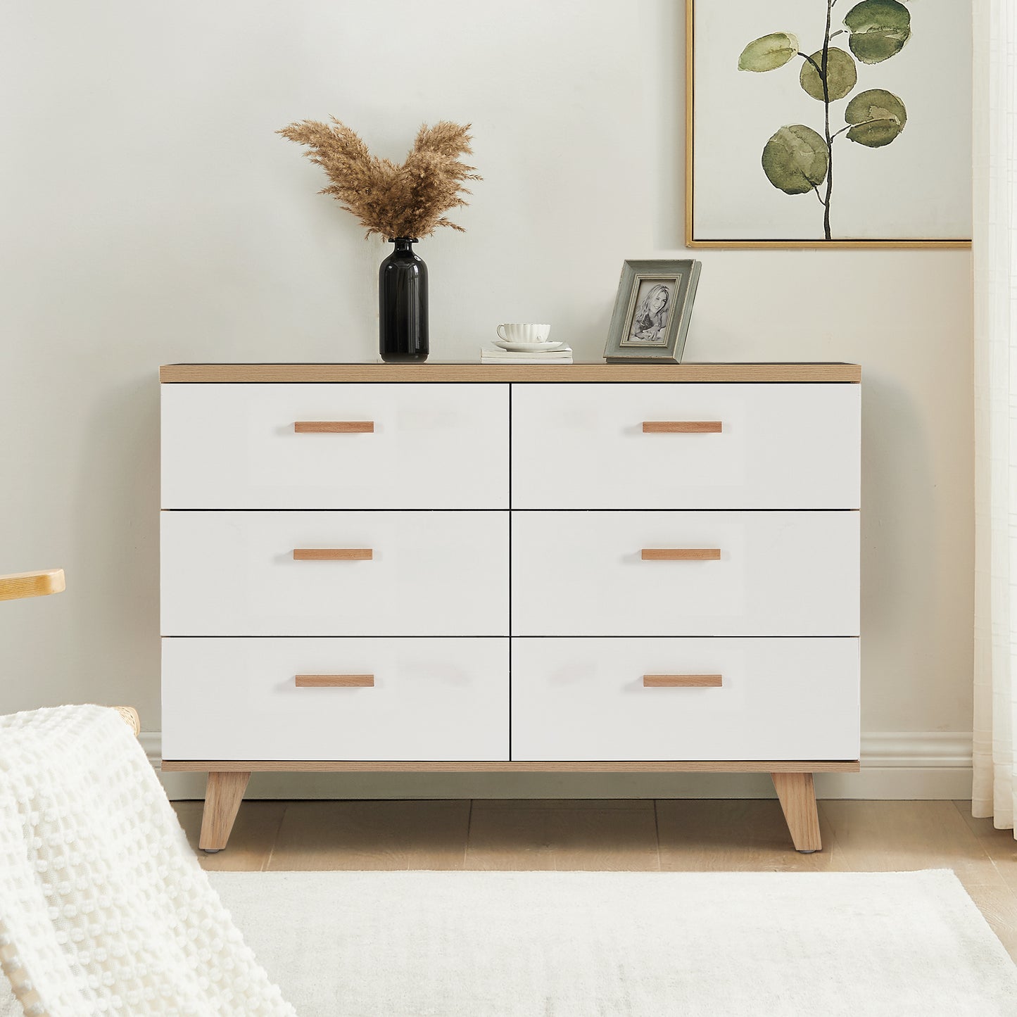 Olson Drawer Dresser Cabinet - White Oak