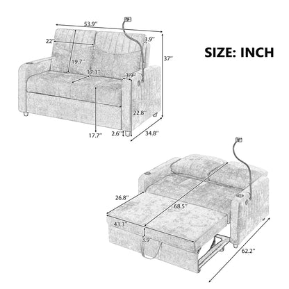 Rita Loveseat Pull-out Sofa Bed with Adjustable Backrest - Teal