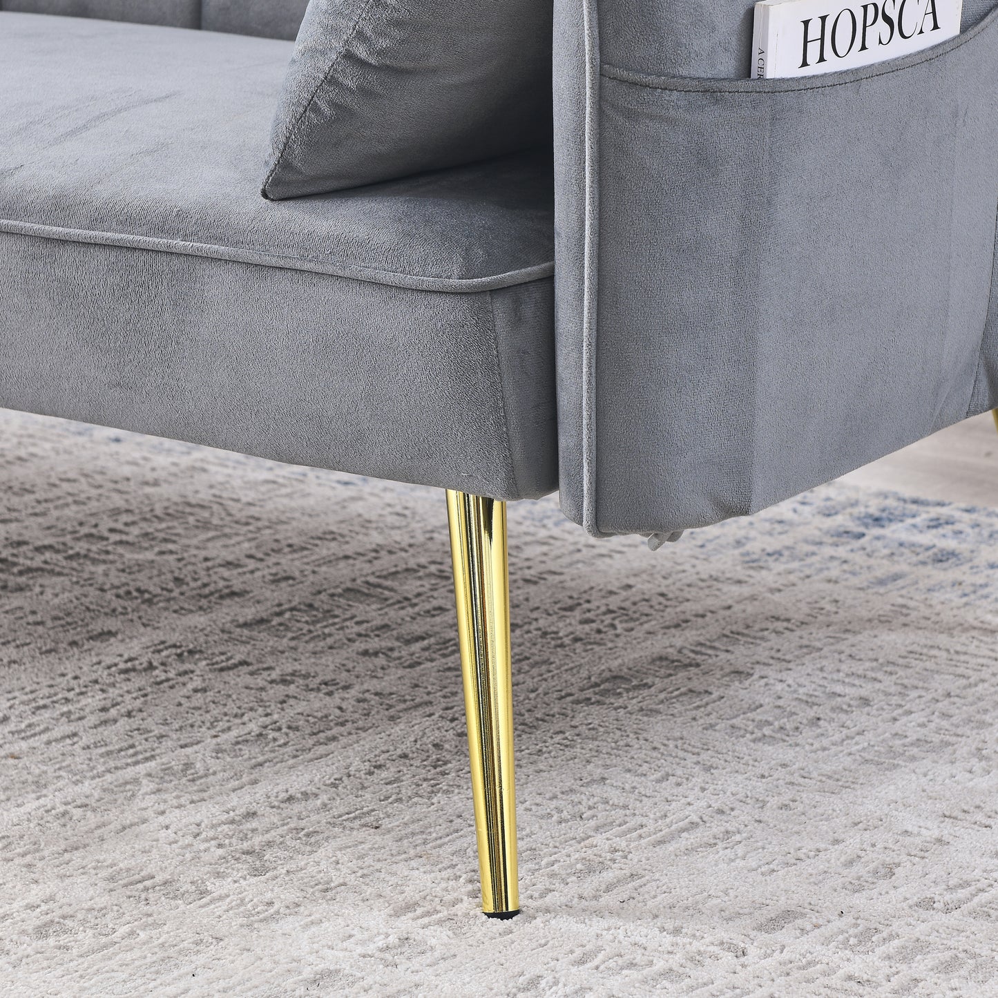 Mika Convertible Velvet Sofa Bed - Grey