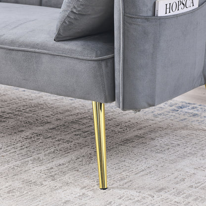 Mika Convertible Velvet Sofa Bed - Grey