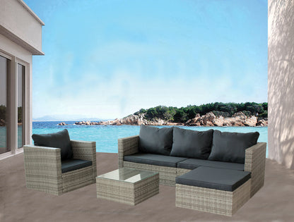 Durham 4 Pc Outdoor Patio Sectional Sofa Set - Gray
