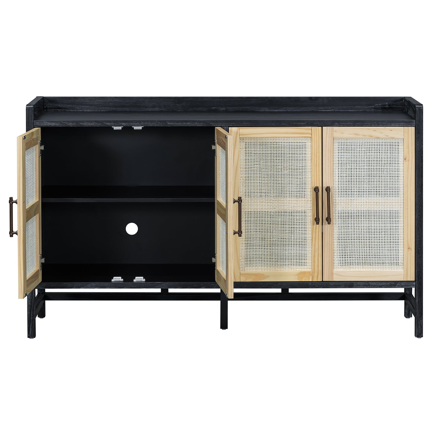 Hana Rattan Doors Sideboard Buffet - Black