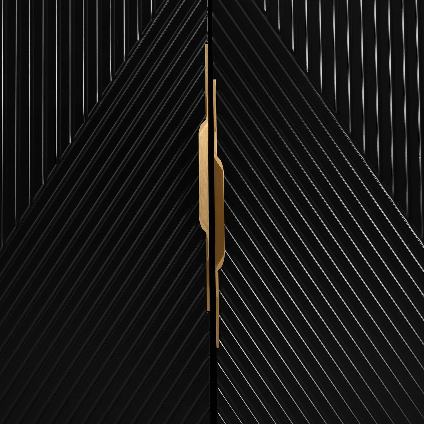 Aida Wave Geometric Design Sideboard Buffet - Black
