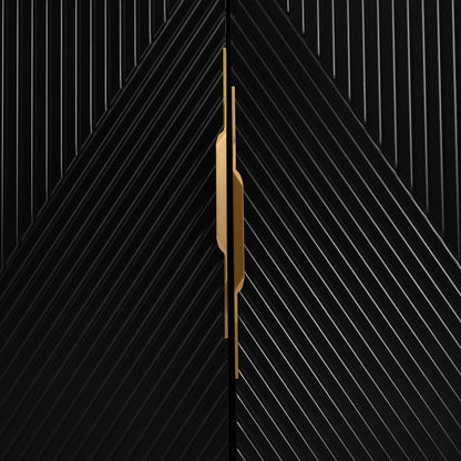 Aida Wave Geometric Design Sideboard Buffet - Black