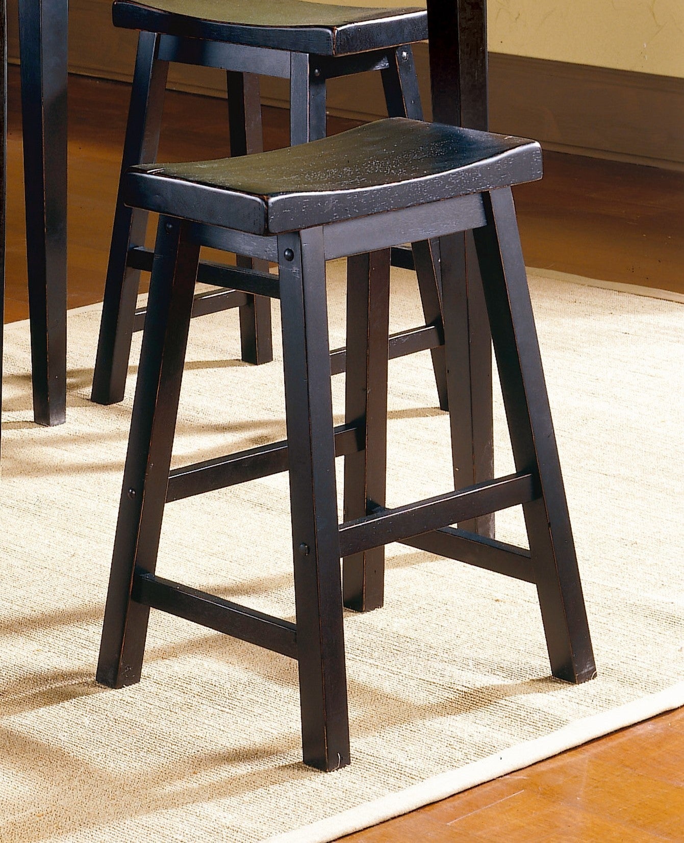 Solid Wood 24-inch Counter Height Stools - Black Set of 2