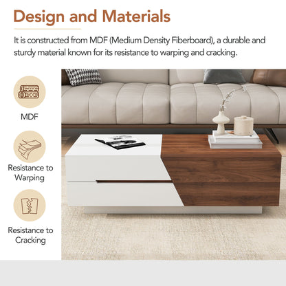 Duo Max Coffee Table - White&Walnut