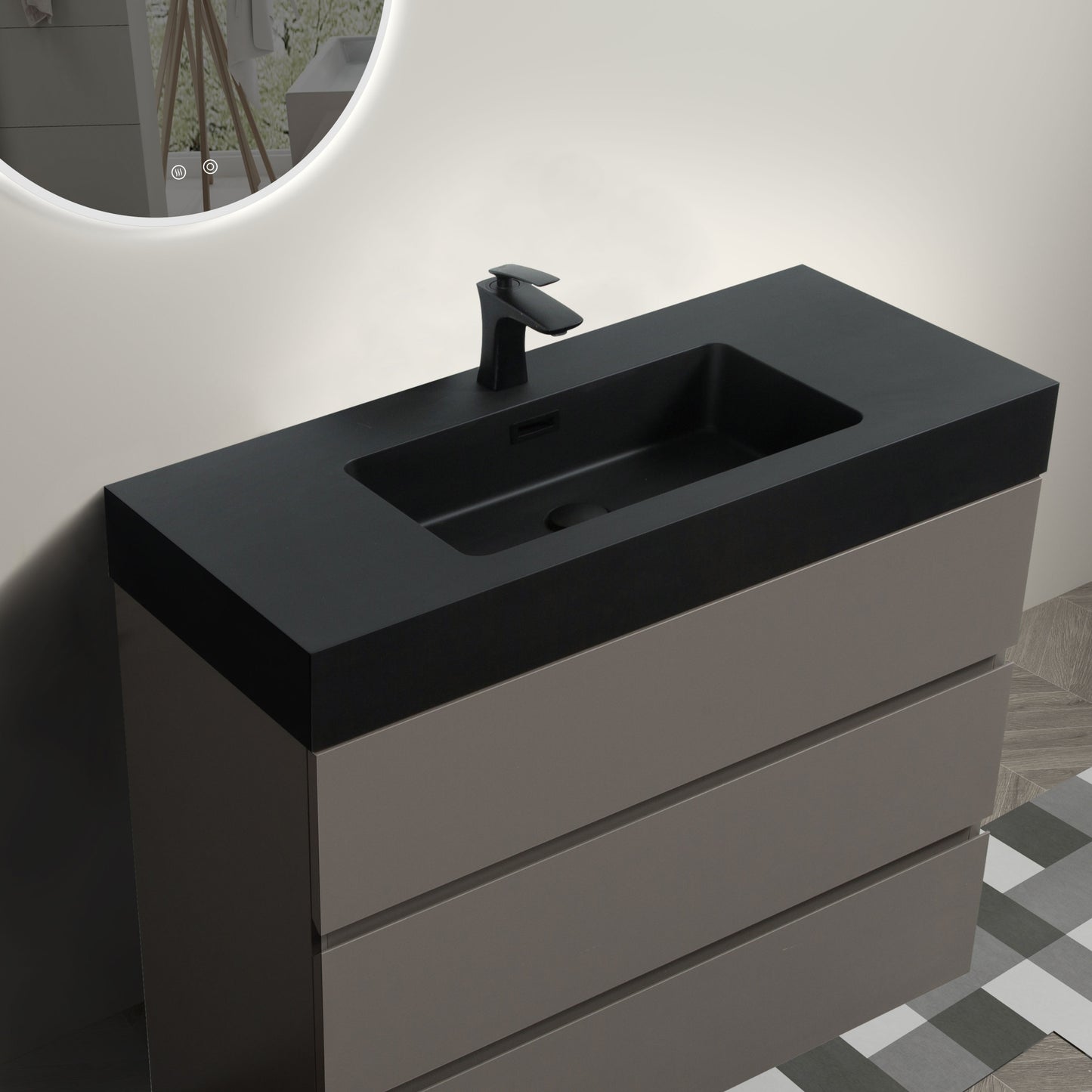 Kito  36" Bathroom Vanity with Sink  without Drain and Faucet - Gray