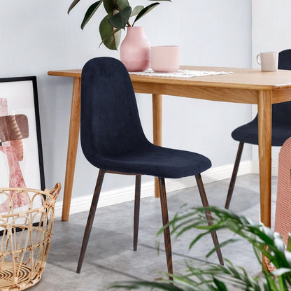 Scandinavian Velvet Chairs (Set of 4) - Dark Blue