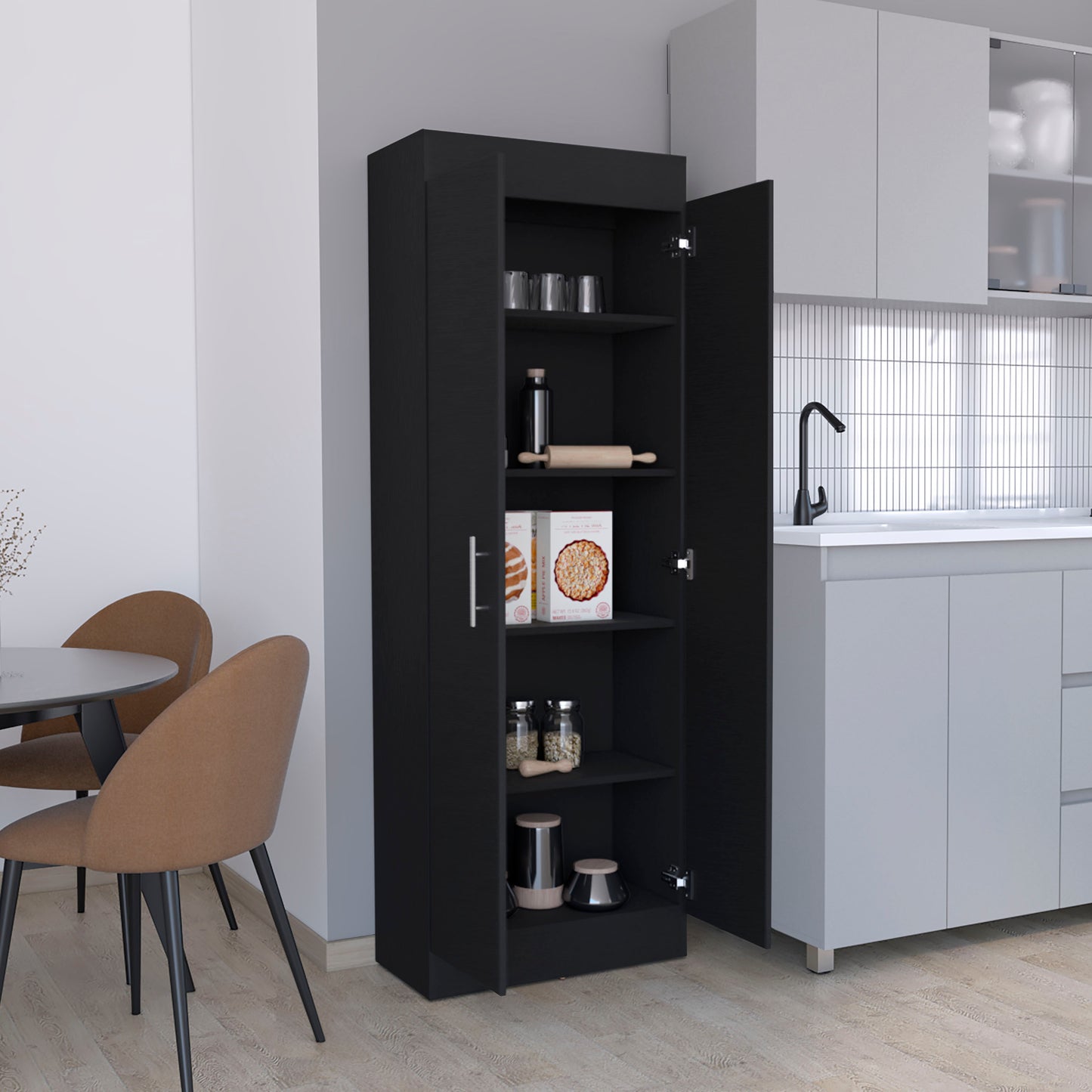 Nepal 2-Door Pantry Cabinet - Black