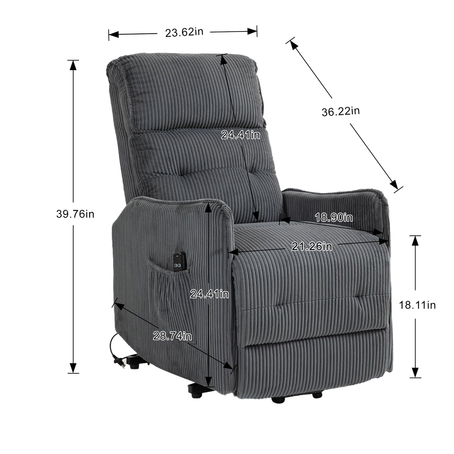 Fraser Electric Recliner Chair - Dark Gray