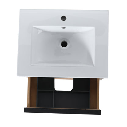 Bathroom Vanity with 2 Soft Close drawers and White Ceramic Basin