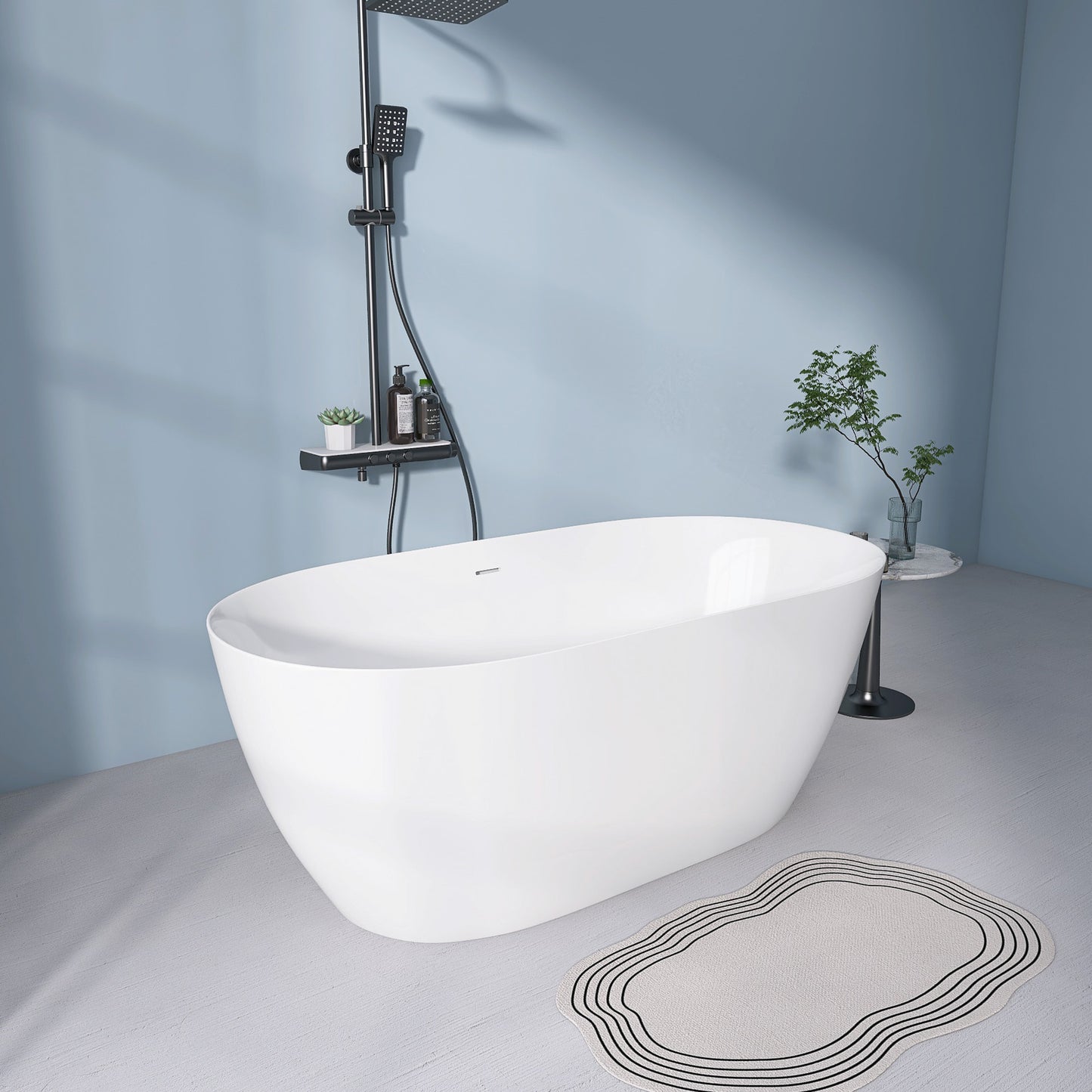 Nuvo 59" Acrylic Free Standing Oval Shape Soaking Tub - Gloss White