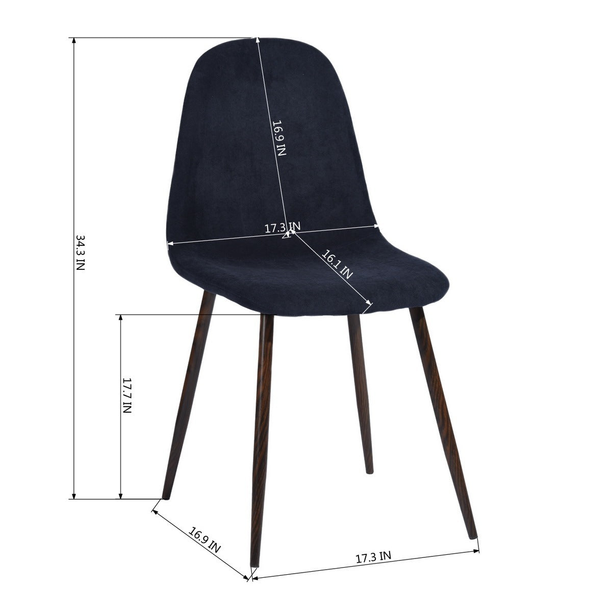Scandinavian Velvet Chairs (Set of 4) - Dark Blue