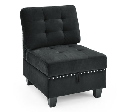 Supa Modular Sectional Velvet Sofa Set 2 - Black