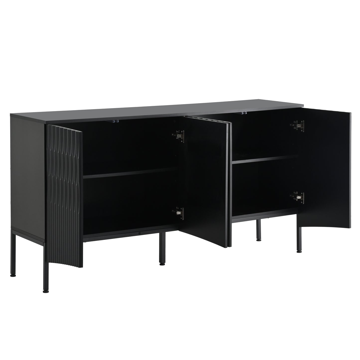 Arched Curved Bottom Doors Sideboard Buffet - Black