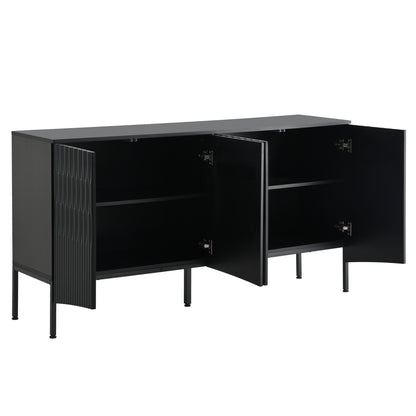 Arched Curved Bottom Doors Sideboard Buffet - Black