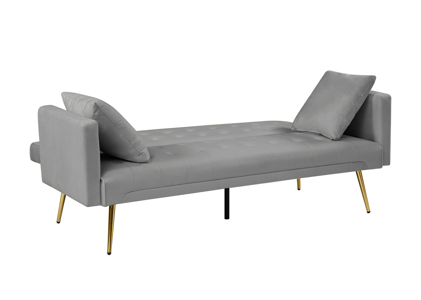 NX Convertible Velvet Sofa Bed with Metal Leg - Grey
