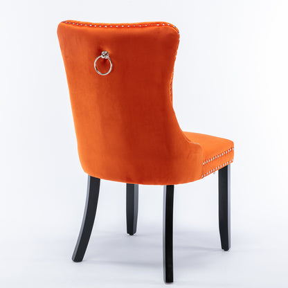 Nikki Velvet Dining Chair (Set of 2) - Orange