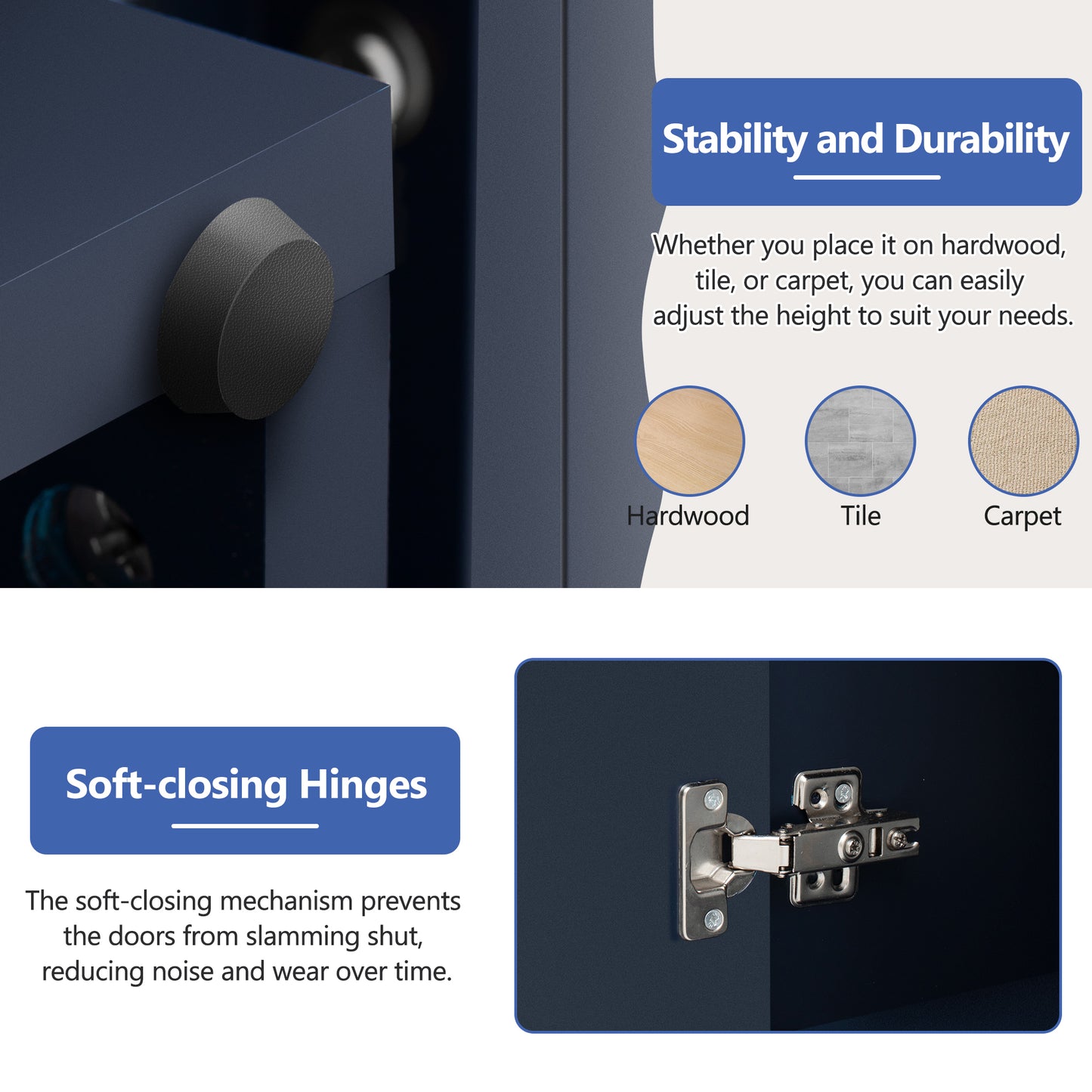 Lyons 4 Wavy Doors Ample Storage Space Sideboar - Navy Blue