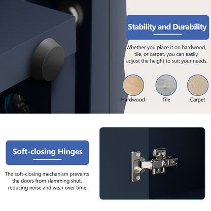 Lyons 4 Wavy Doors Ample Storage Space Sideboar - Navy Blue
