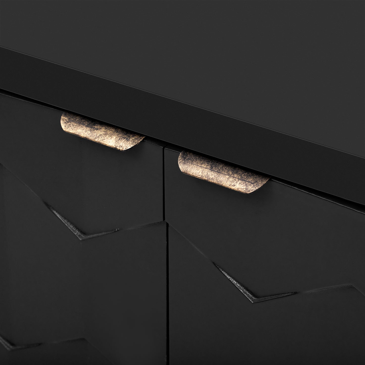 Honeycomb Patterned Doors Sideboard Buffet - Black