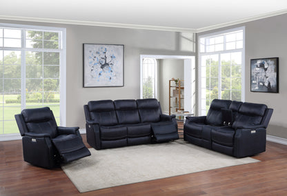 Clean Contemporary Dual-Power Recliner - Blue