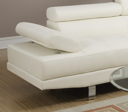 Akira Sectional Sofa Adjustable Headrest - White