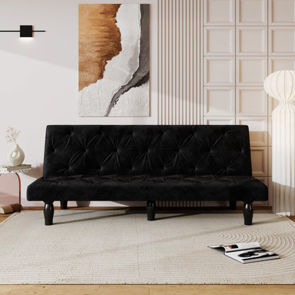 Giza Convertible Velvet Sofa Bed - Green - Matt Black