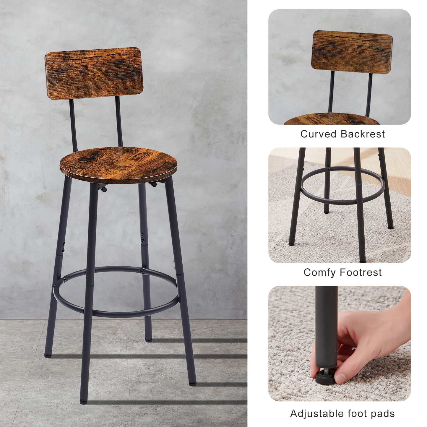 Barnwood Bar Stool Set  - 3 pcs Set