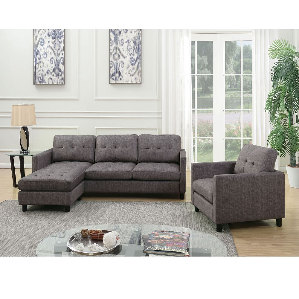 Ceasar Fabric Sectional Sofa - Gray