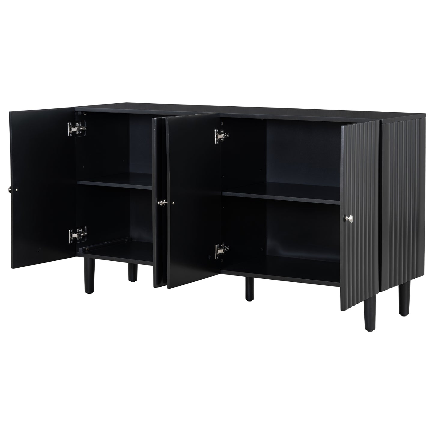 Butler Wavy Pattern Doors Sideboard Buffet - Black
