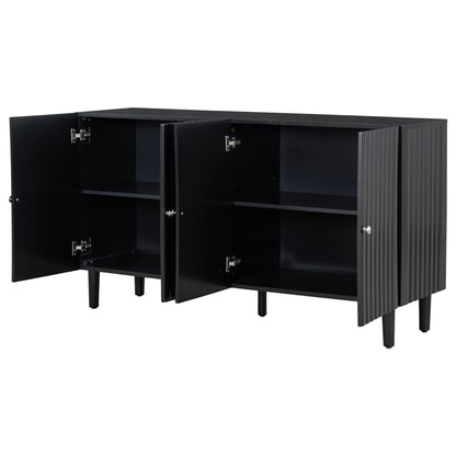 Butler Wavy Pattern Doors Sideboard Buffet - Black
