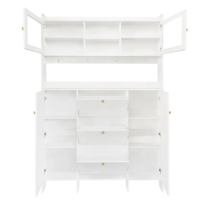 Felix Multifunctional Shoe Cabinet with Open Storage Platform - White