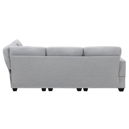 Aria 5-Seat Modular Sectional Set with Convertible Ottoman - Gray