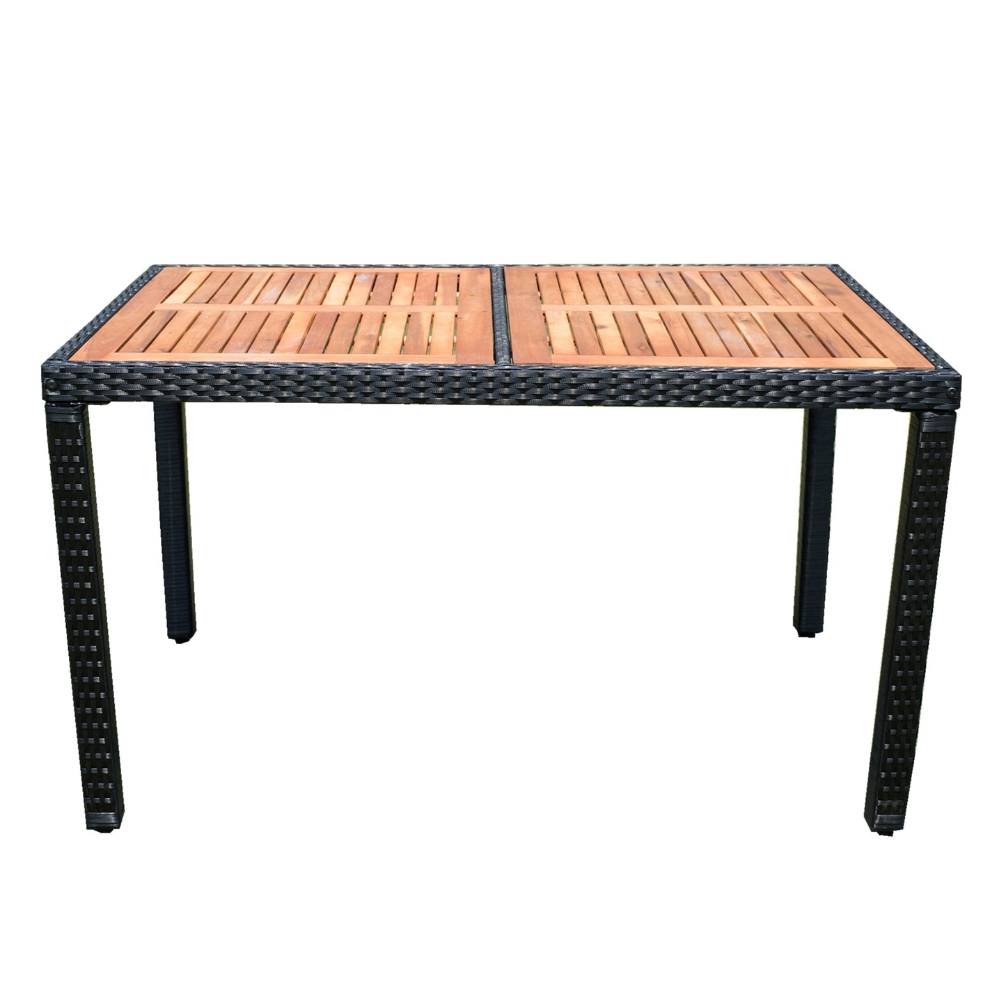 Shavon 7 Pc Outdoor Patio Wicker Dining Sett - Black