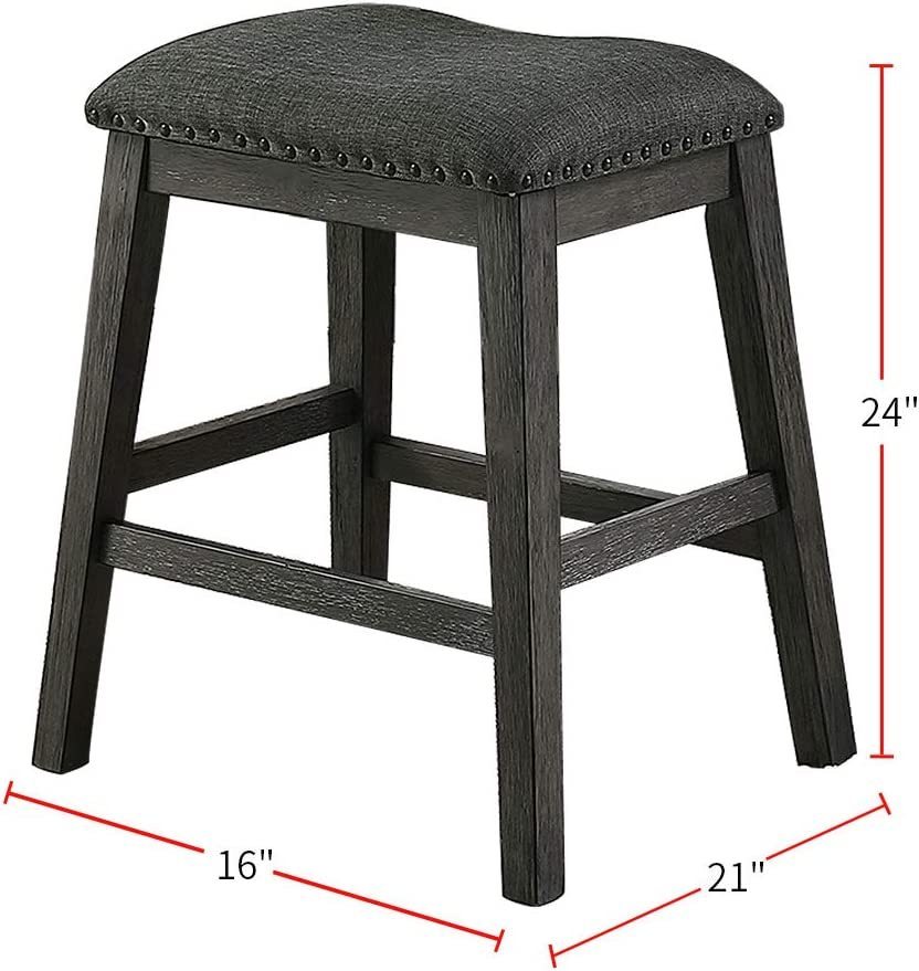 Cushion Seat Modern Contemporary Counter Stool - Grey Set of 2