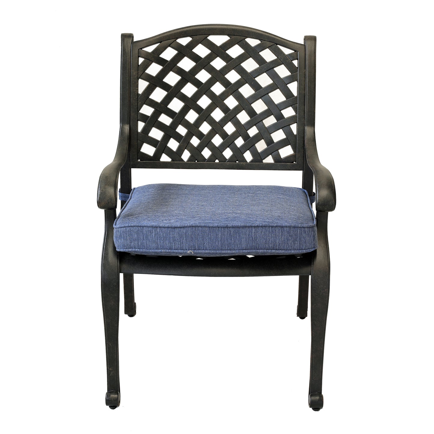 Neda 7 Pc 86" Aluminum Rectangular Dining Set with Cushions - Navy Blue