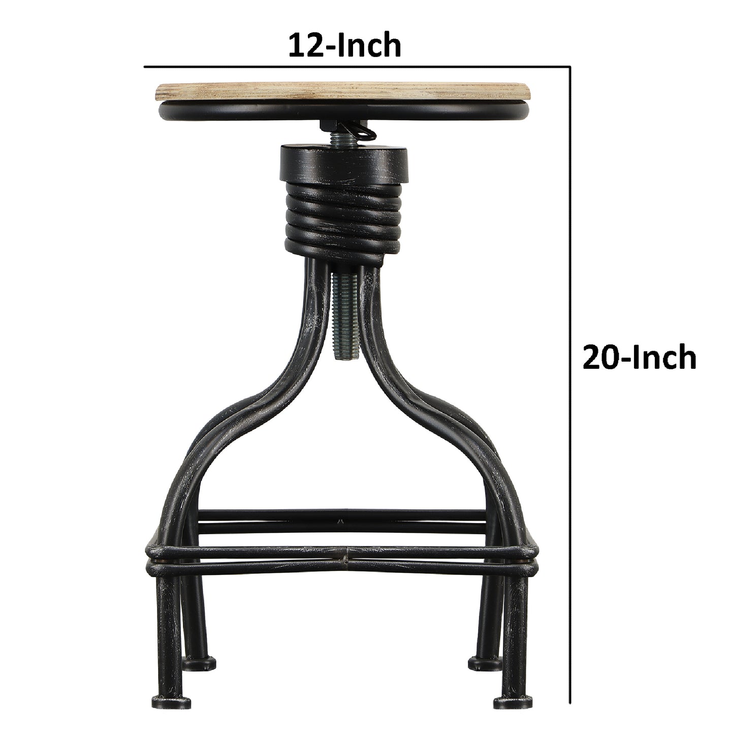 Twisted Vintage Metal Frame Swivel Counter Bar Stool with Round Seat - Black