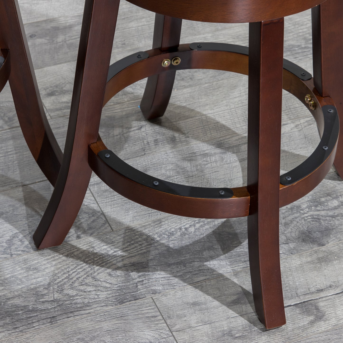 Counter Height Slat Back Swivel Stool, Cherry Finish, Beige Fabric Seatq