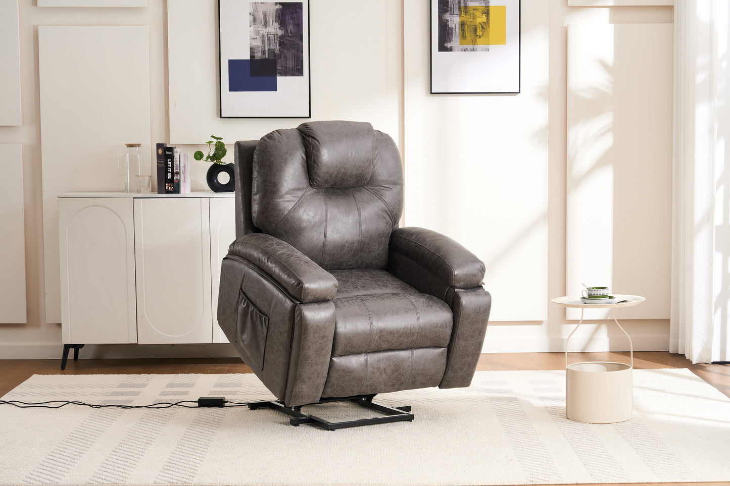 Rocha Power Lift Recliner Chair with Massage - Gray