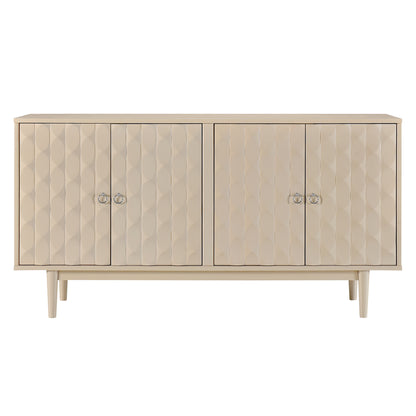 Celeste Convex Pattern Doors Sideboard Buffet - Almond