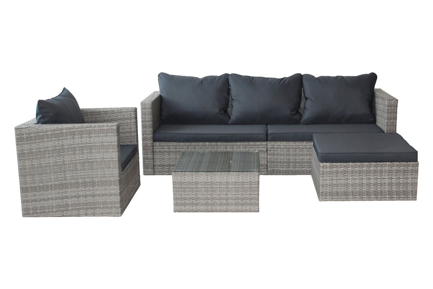 Durham 4 Pc Outdoor Patio Sectional Sofa Set - Gray