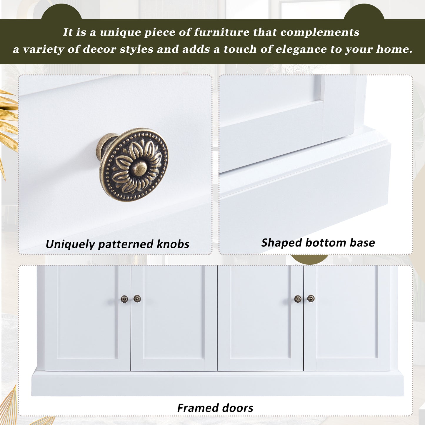 Houston 4-Door Sideboard Buffet - White