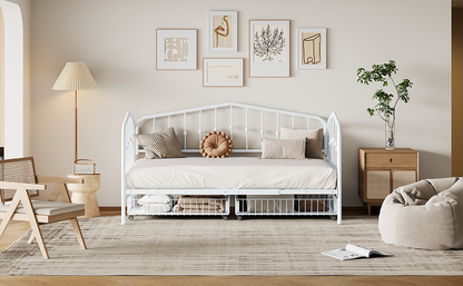 Zee Twin Size Metal Daybed with 2 Drawers - White