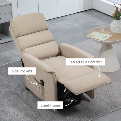 Moss Fabric Power Lift Recliner Chair - Beige