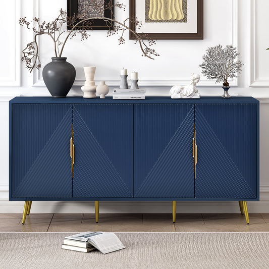 Aida Wave Geometric Design Sideboard Buffet - Navy Blue