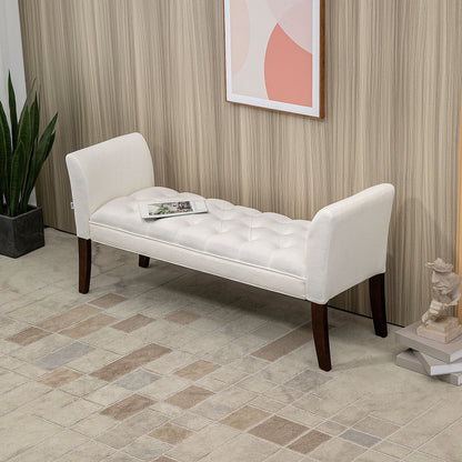 Evo Button-Tufted Bench - White